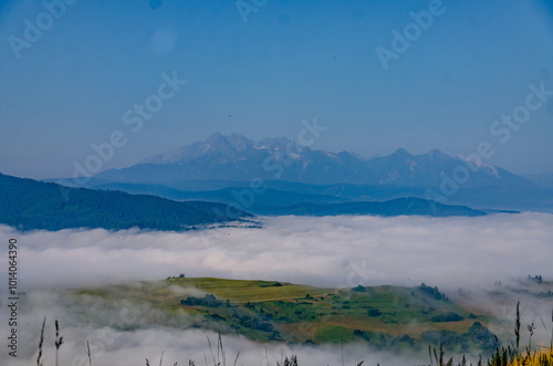 Mountain Peaks Above the Clouds at Dawn photo