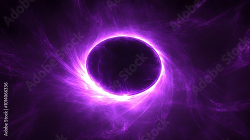 Abstract purple energy ring with a black circle in the center on a dark background.