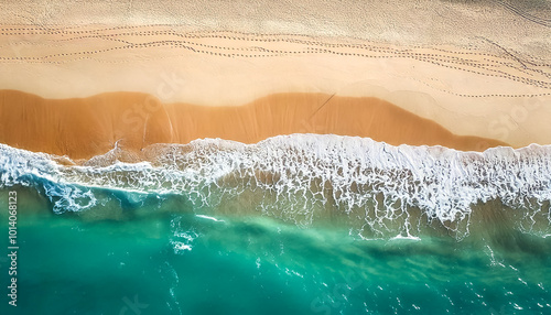 Beach background with white sand and calm waves