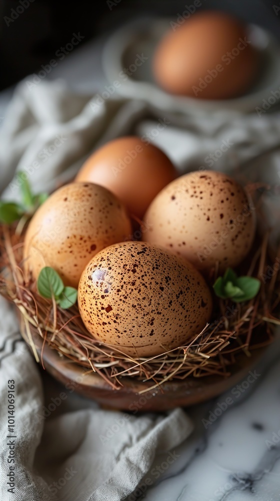 Close-up of Brown Eggs in a Nest Close-up of Brown Eggs in a Nest