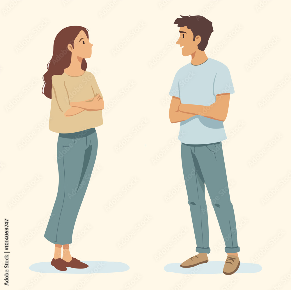 A man talking to his girlfriend illustration