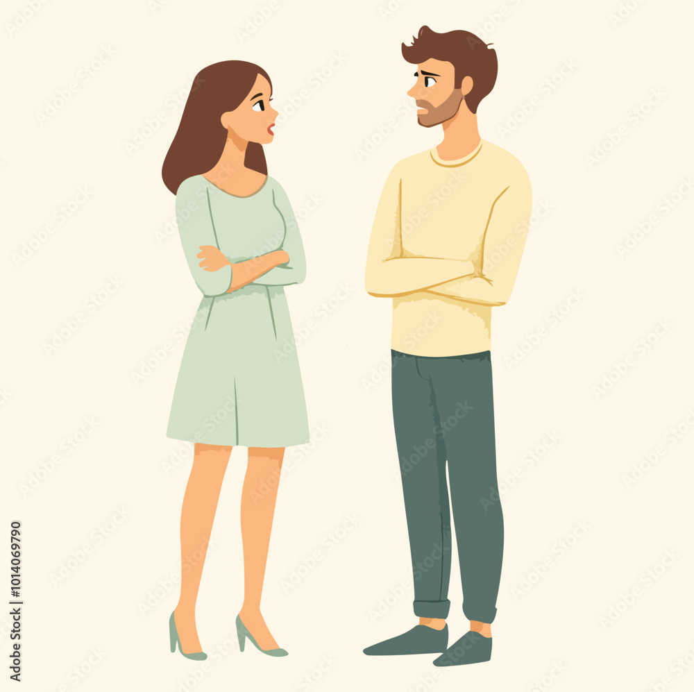 A man talking to his girlfriend illustration A man talking to his girlfriend illustration