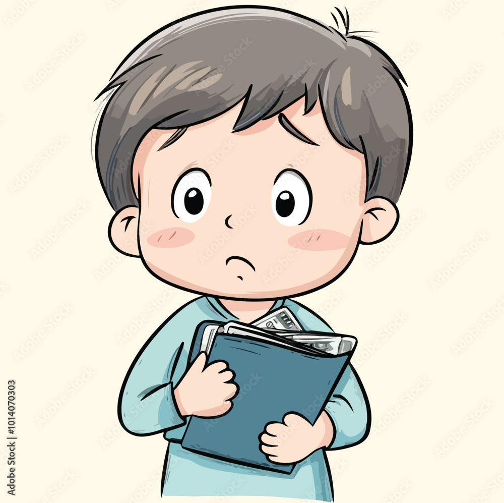 A boy with book looks confuses illustration A boy with book looks confuses illustration