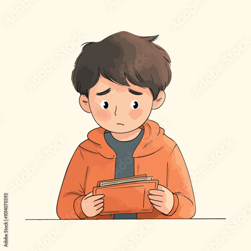 A boy with book looks confuses illustration
