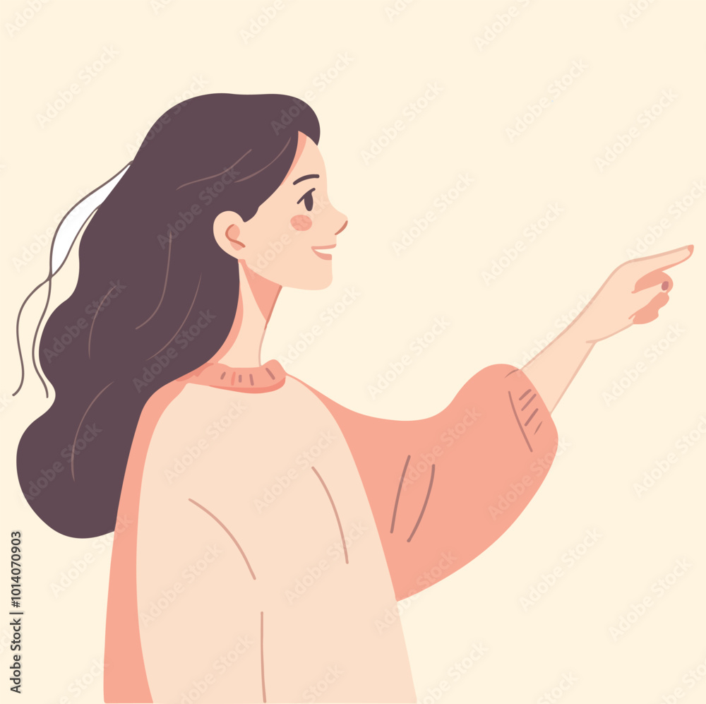 A woman gesturing with hand illustration A woman gesturing with hand illustration