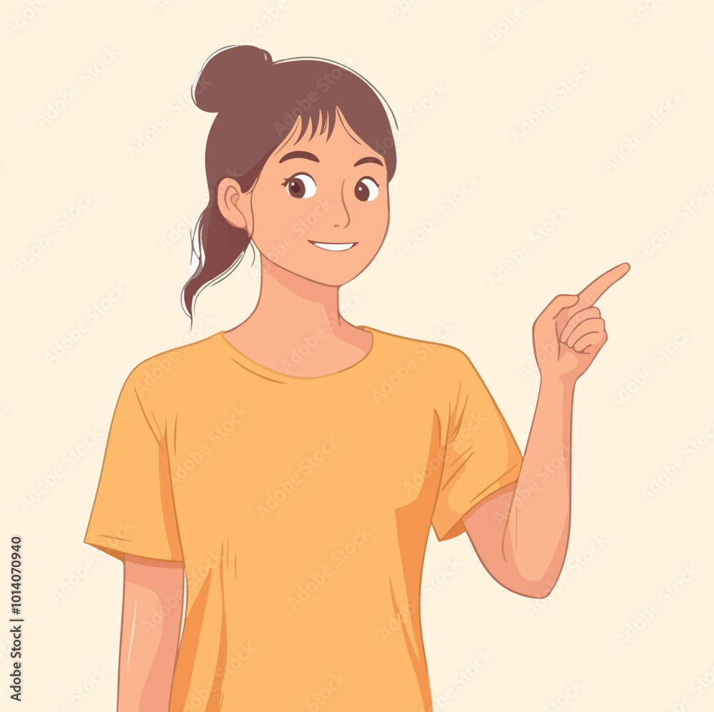 A woman gesturing with hand illustration A woman gesturing with hand illustration