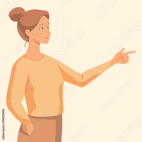 A woman gesturing with hand illustration