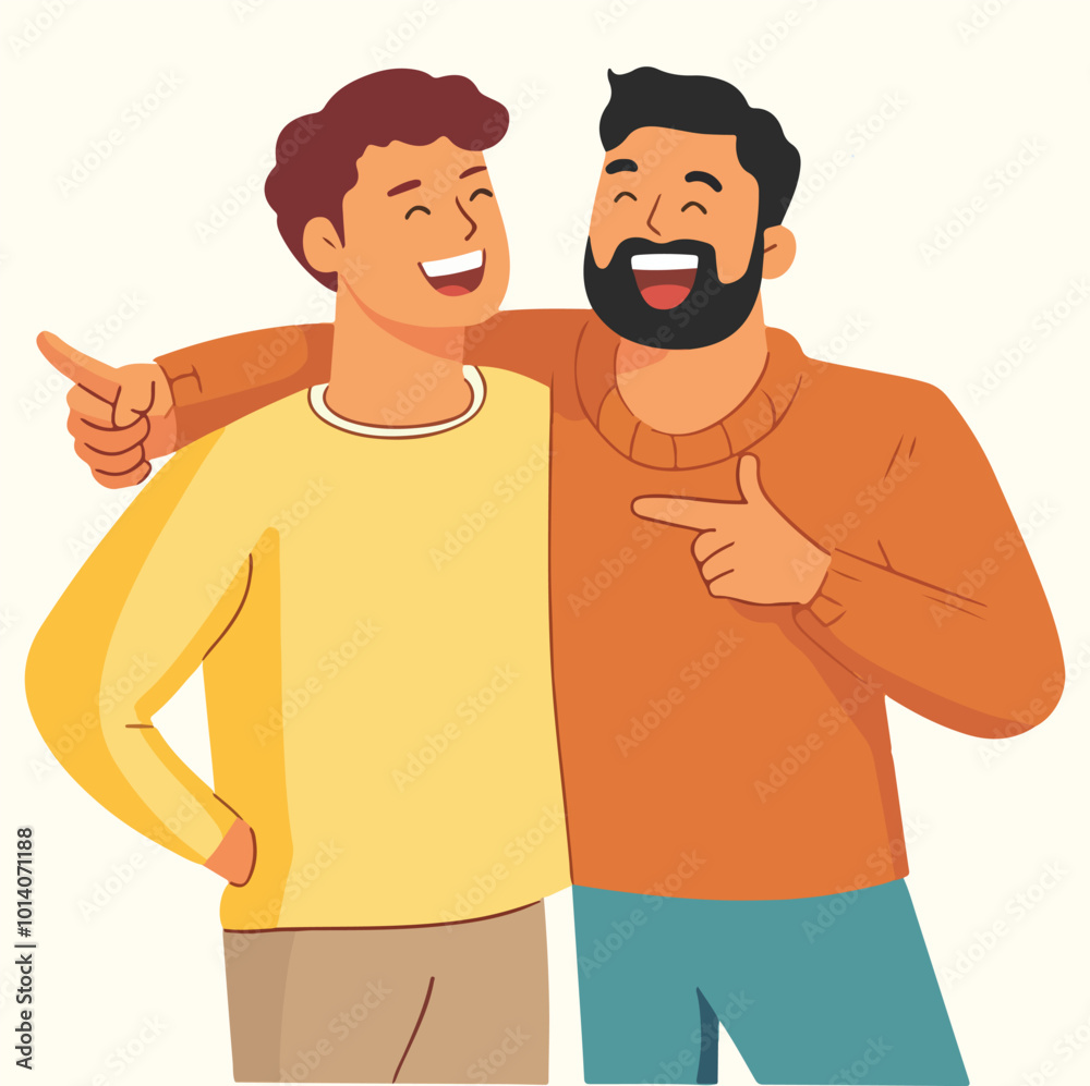 Fototapeta premium Two men best friend enjoying together concept illustration