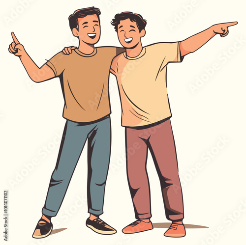 Two men best friend enjoying together concept illustration
