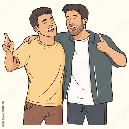 Two men best friend enjoying together concept illustration