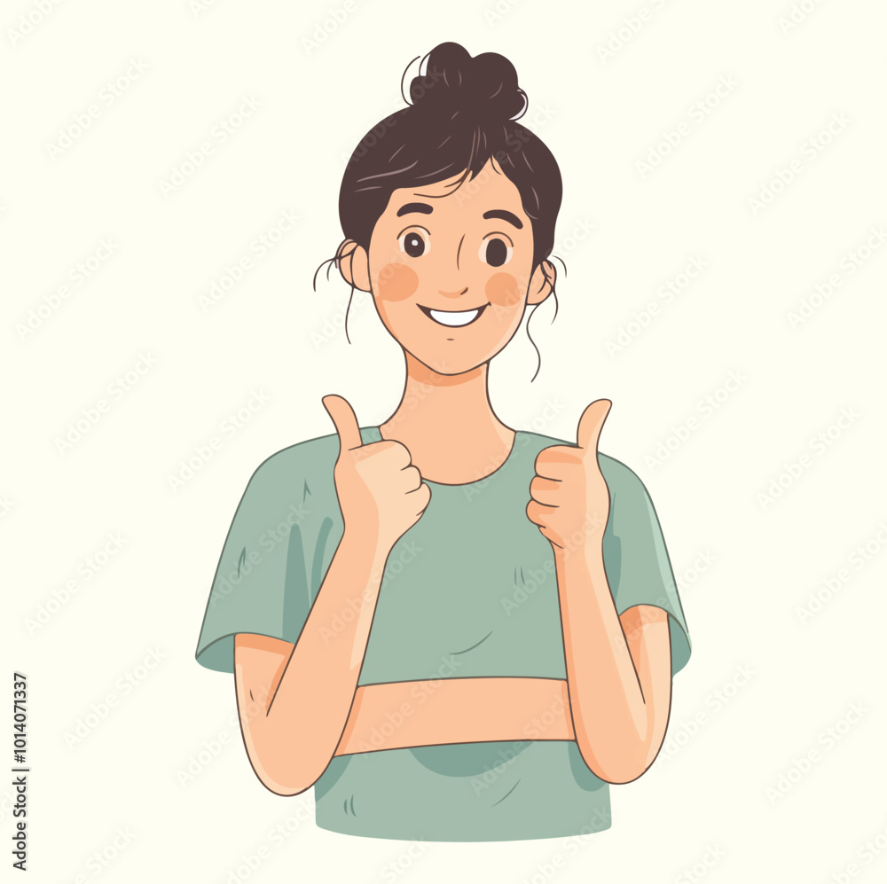 A woman doing thumbs up concept illustration A woman doing thumbs up concept illustration