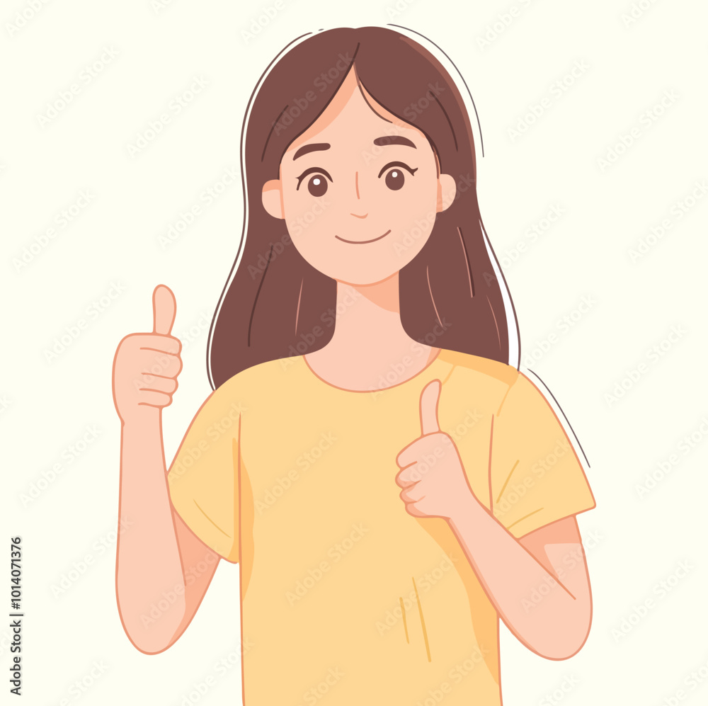 A woman doing thumbs up concept illustration A woman doing thumbs up concept illustration