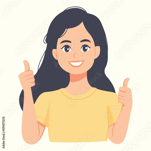 A woman doing thumbs up concept illustration