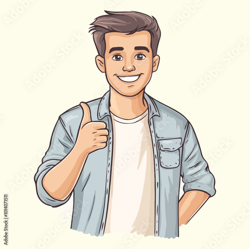 A man doing thumbs up concept illustration