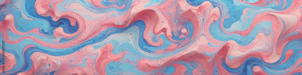 A whimsical marbled paper design with playful pastel pink and blue hues, creating a lively and joyful swirling pattern, Generative AI