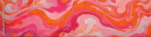 Wallpaper Mural A radiant marbled paper piece in bright oranges and pinks, swirling together to create an energetic and warm visual impact, Generative AI Torontodigital.ca