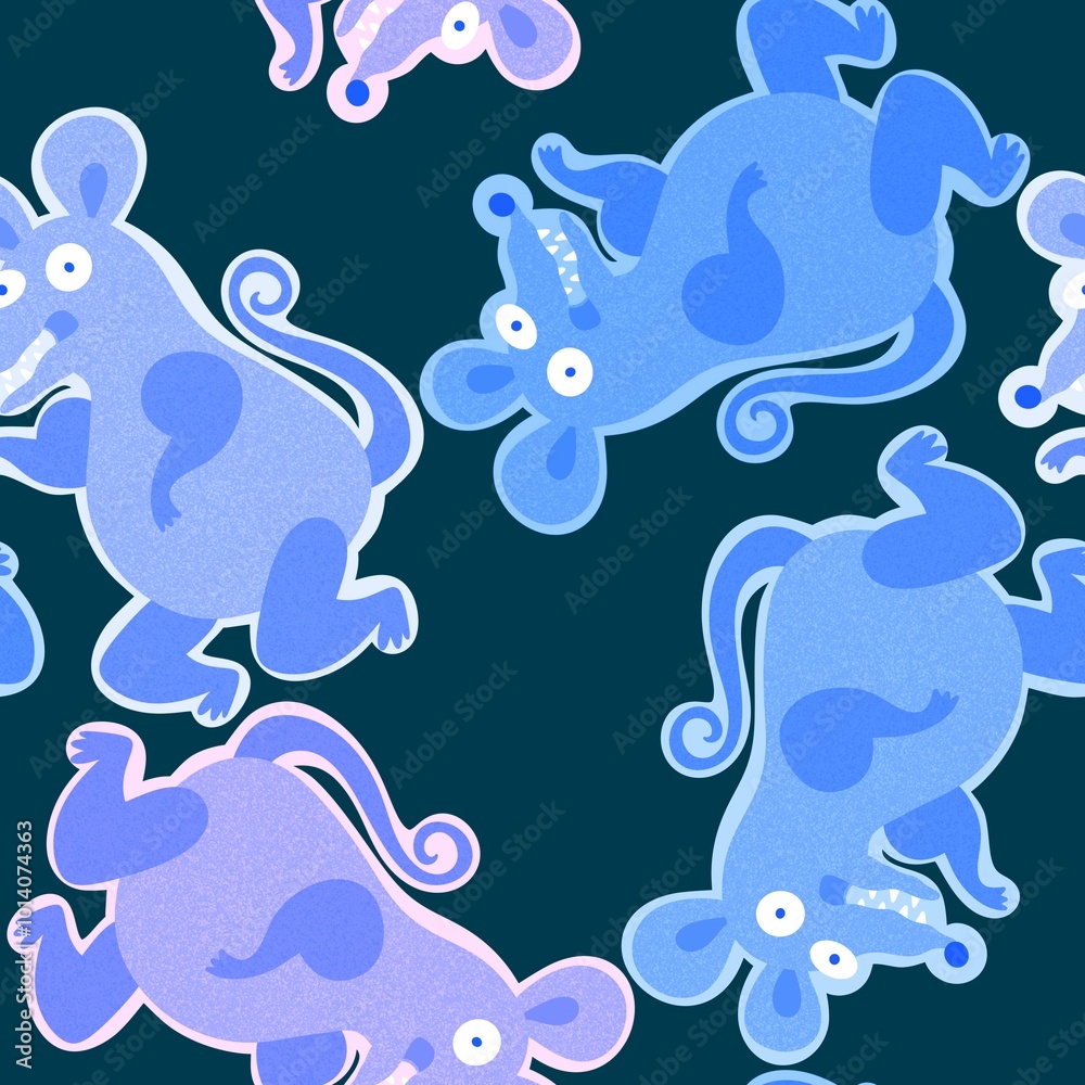 Cartoon animals seamless retro mouse pattern for fabrics and linens