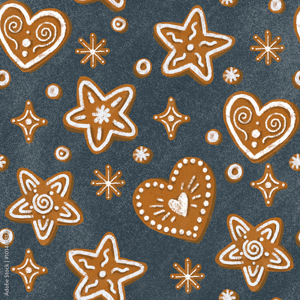 Christmas pattern with ginger sweet biscuits. A series of works with cookie houses Christmas pattern with ginger sweet biscuits. A series of works with cookie houses