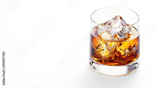 Whiskey cocktail with ice on white background on a Transparent Background