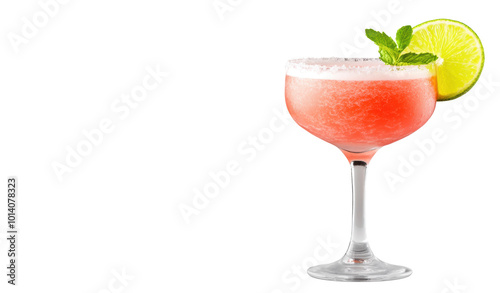 Refreshing Strawberry Lime Cocktail on a Transparent Background