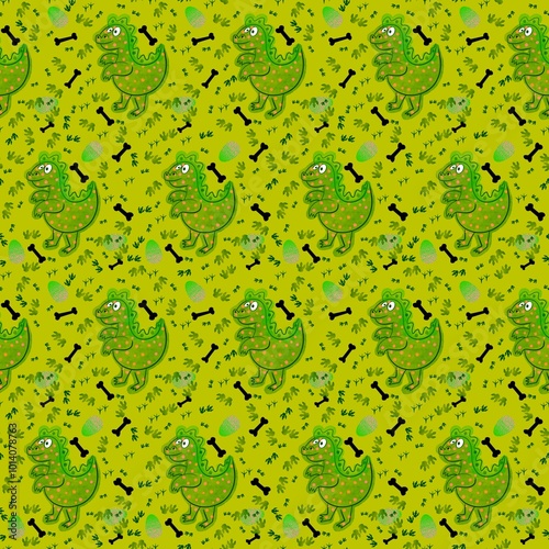 Cartoon animals seamless dinosaur pattern for wrapping paper and fabrics photo