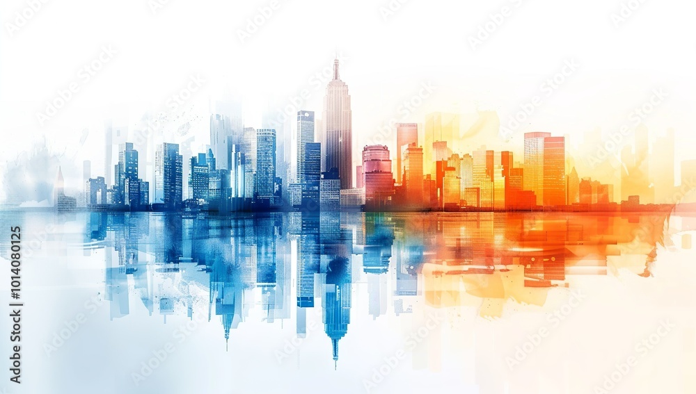 abstract cityscape with buildings, gradient background, orange and blue color... abstract cityscape with buildings, gradient background, orange and blue color...