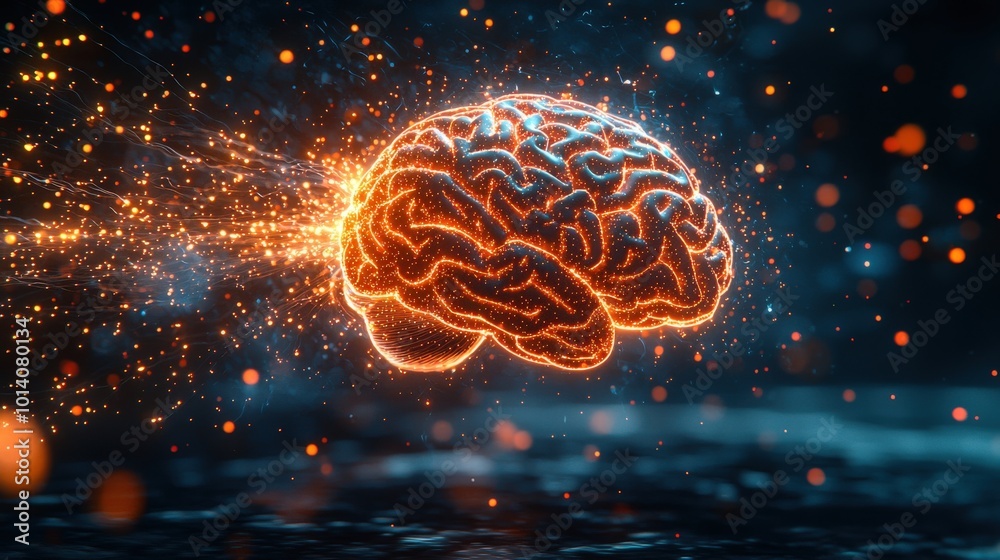 Abstract Representation of a Glowing Brain