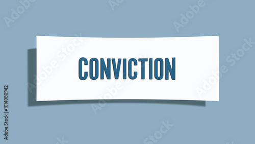 Fotografie Conviction. A card isolated on blue background.