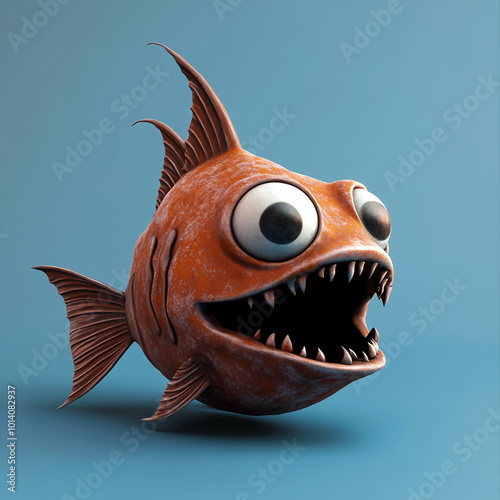 3D Deep Sea Anglerfish Icon: Marine and Deep Sea Creature Illustration Logo photo