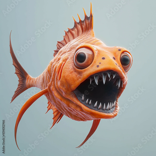 3D Deep Sea Anglerfish Icon: Marine and Deep Sea Creature Illustration Logo photo