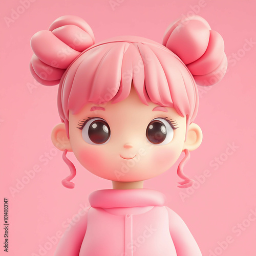 3D Doll Icon: Toy and Childhood Friend Illustration Logo