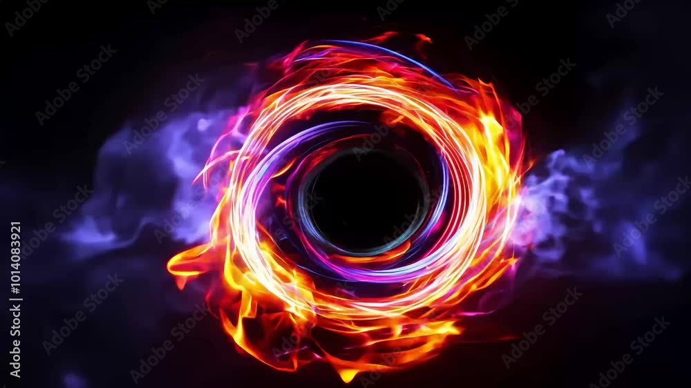 abstract plasma ring animation iridescent multicolored particles evokesense magic energy inseamless loop 4K many-coloured particle raging fire science fiction