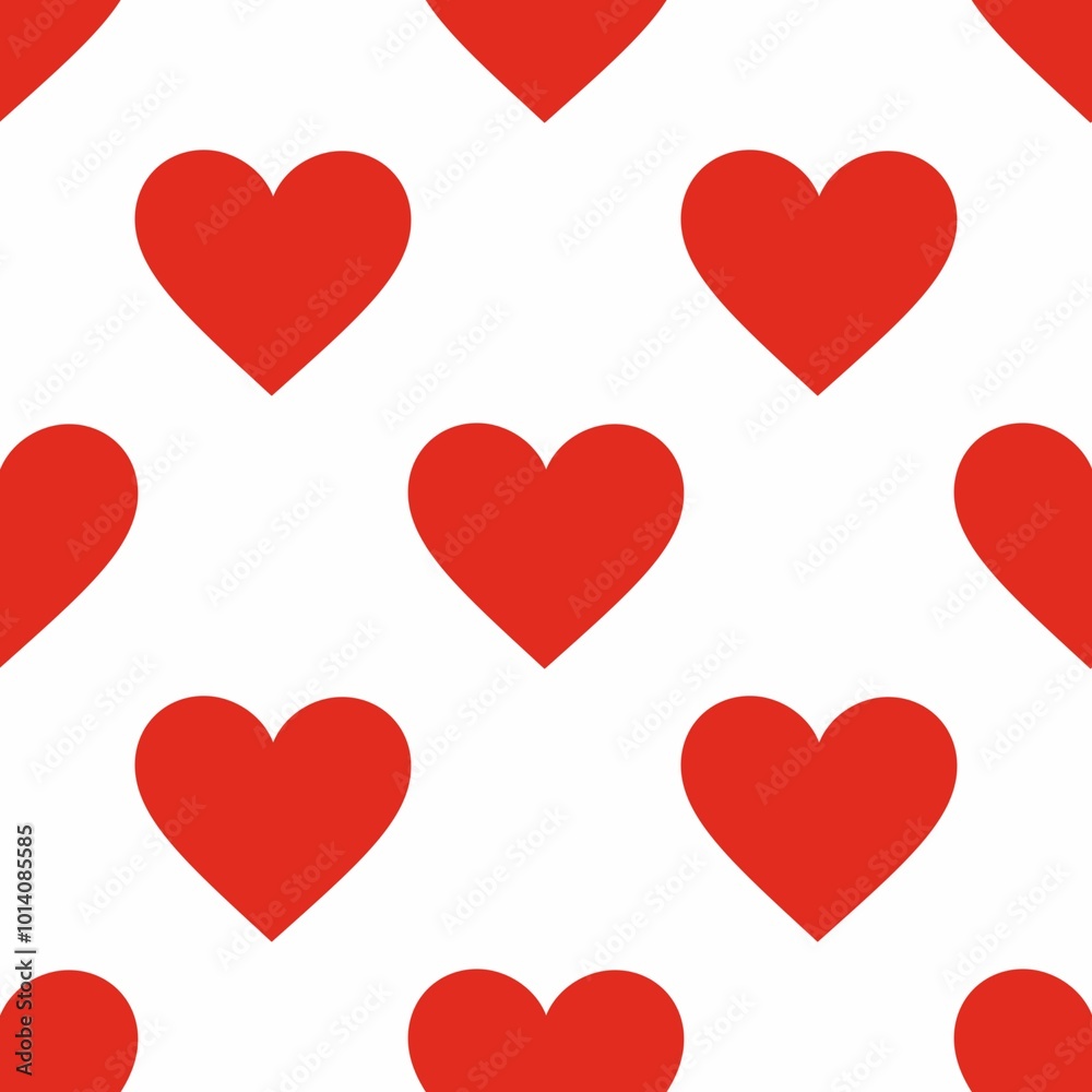 Big Hearts Red Pattern with White Background Big Hearts Red Pattern with White Background