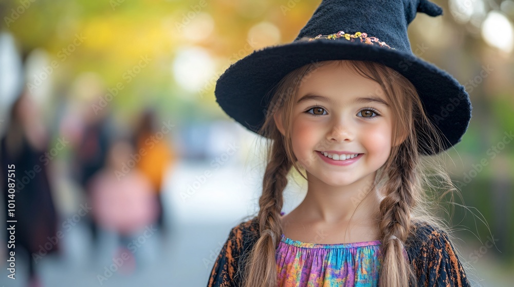 portrait of girl in witch costume for Halloween portrait of girl in witch costume for Halloween