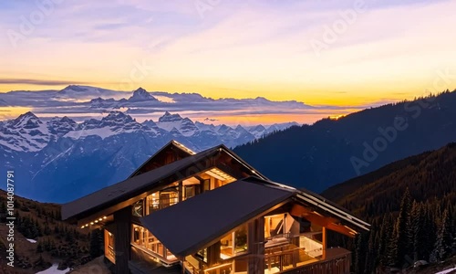 house in the mountains at night