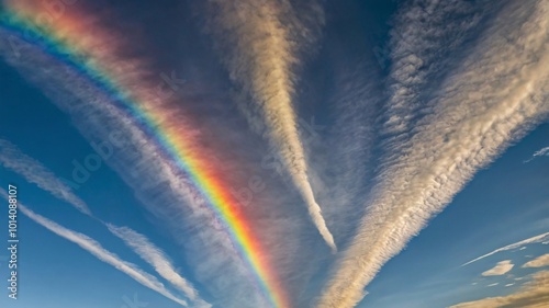 Fire rainbow (circumhorizontal arc) stretching across the sky photo