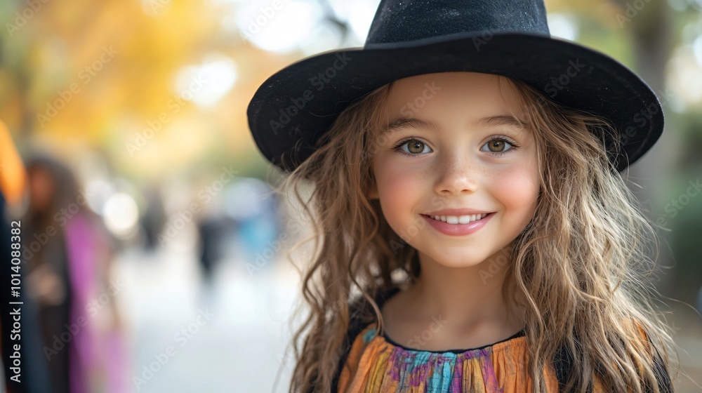 Cutie little smiling girl in witch's hat Cutie little smiling girl in witch's hat