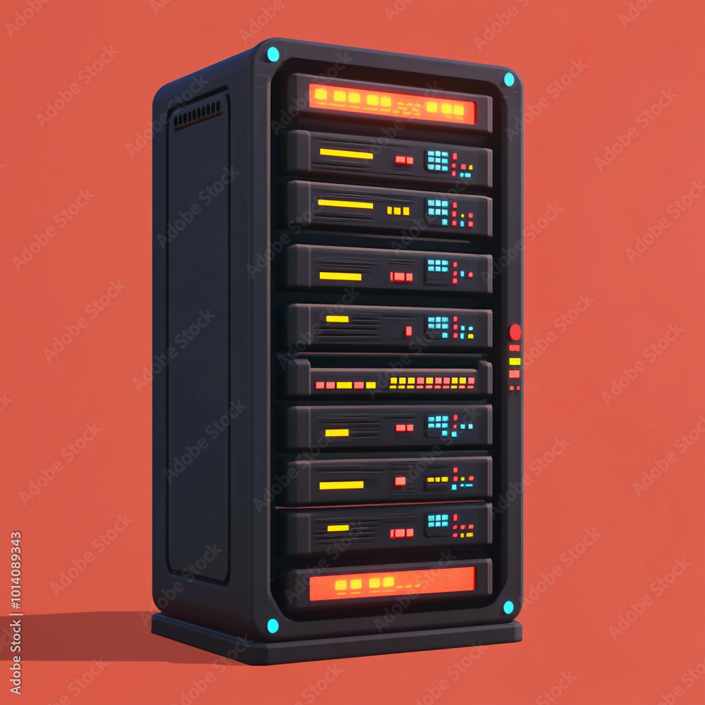 3D Server Rack Icon: Data Storage and Network Hub Illustration Logo 3D Server Rack Icon: Data Storage and Network Hub Illustration Logo