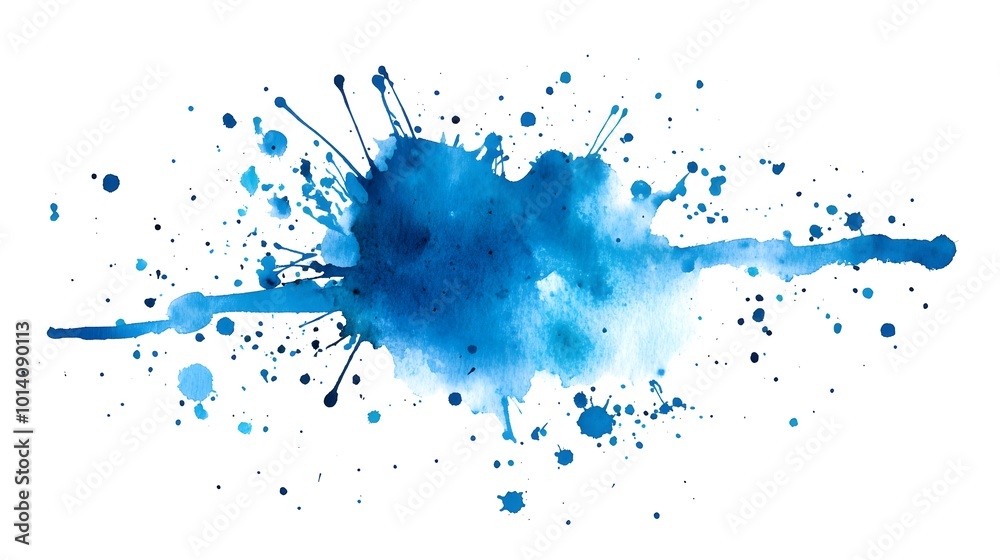 Watercolor stain with blue paint splatter, featuring a vibrant, abstract design with dynamic splatter effects Watercolor stain with blue paint splatter, featuring a vibrant, abstract design with dynamic splatter effects
