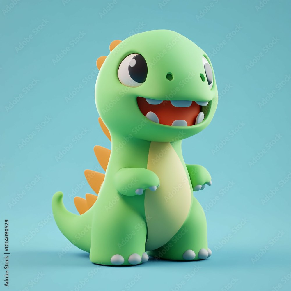 Fototapeta premium 3D Toy Dinosaur Icon: Children's Play and Prehistoric Fun Illustration Logo