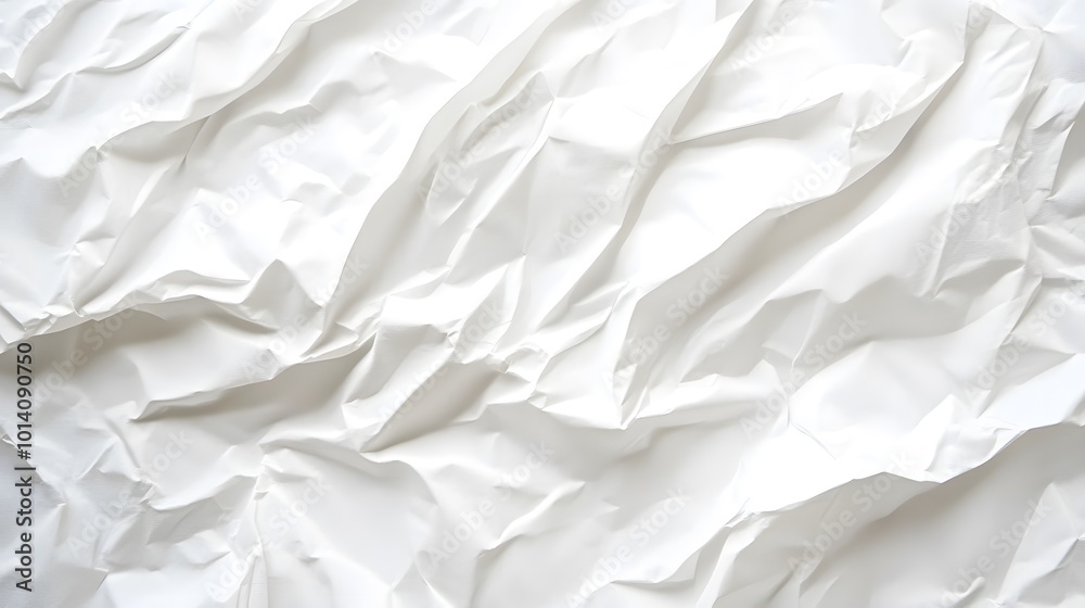 Wet crumpled white paper texture, showcasing a wrinkled and slightly translucent appearance with subtle water stains and creases Wet crumpled white paper texture, showcasing a wrinkled and slightly translucent appearance with subtle water stains and creases