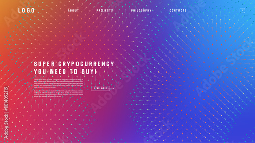 Landing page abstract design with vector field forces matris. Colorful template for website or app. Magnetic flow chart
