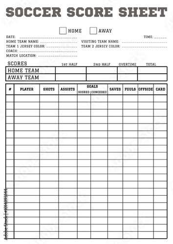 Soccer Score Sheets: A4 & A5 Formats