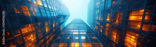 Wallpaper Mural Tall buildings with windows lit up at night in a city Torontodigital.ca