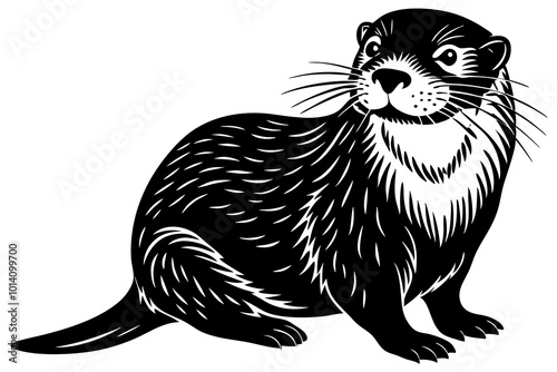 Cute Otter silhouette minimalistic vector art illustration