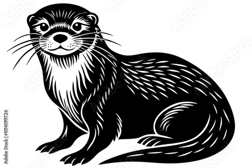 Cute Otter silhouette minimalistic vector art illustration