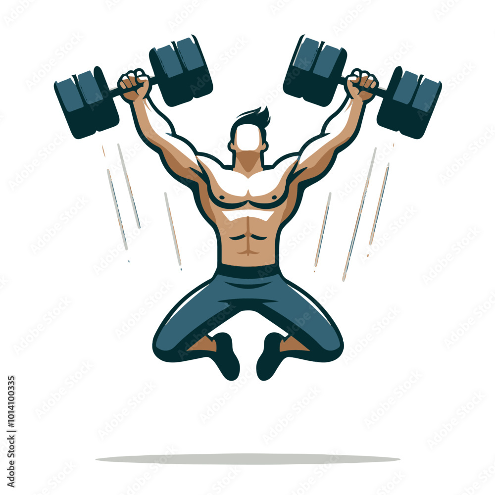 Strong man raising his arms Strong man raising his arms