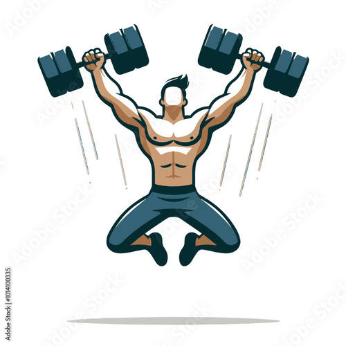 Strong man raising his arms