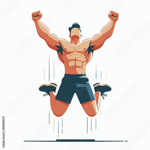Strong man raising his arms