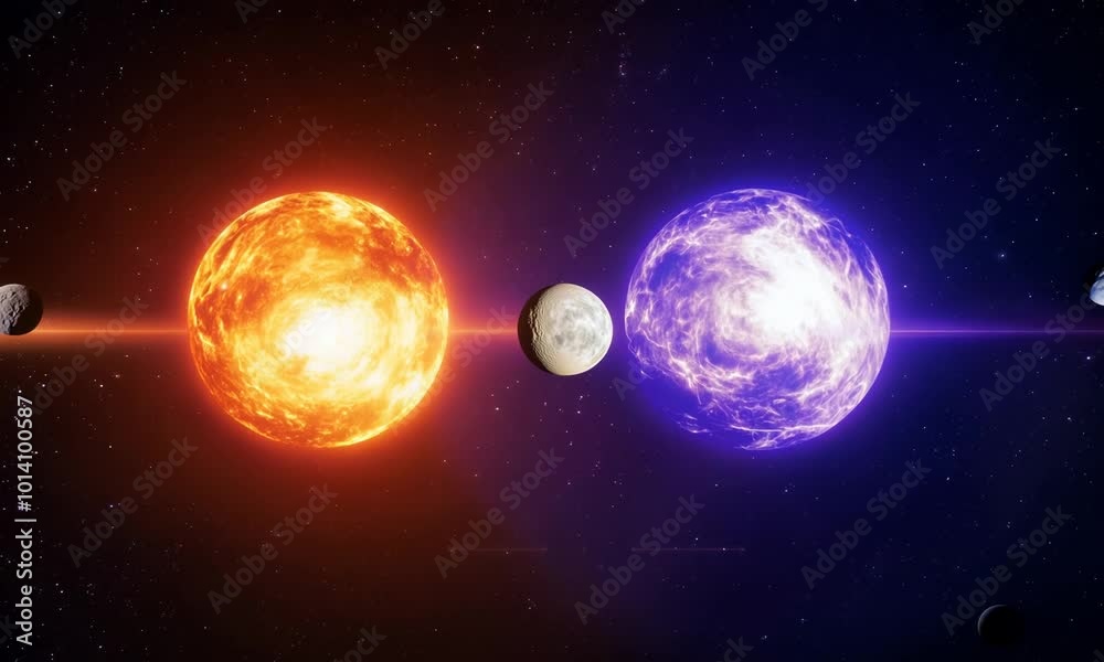 A binary star system with contrasting colors. Video A binary star system with contrasting colors. Video